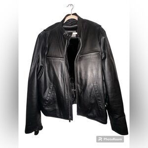 Vintage Wilda Genuine Leather Cafe Racer Jacket Black XL Moto Biker Style
